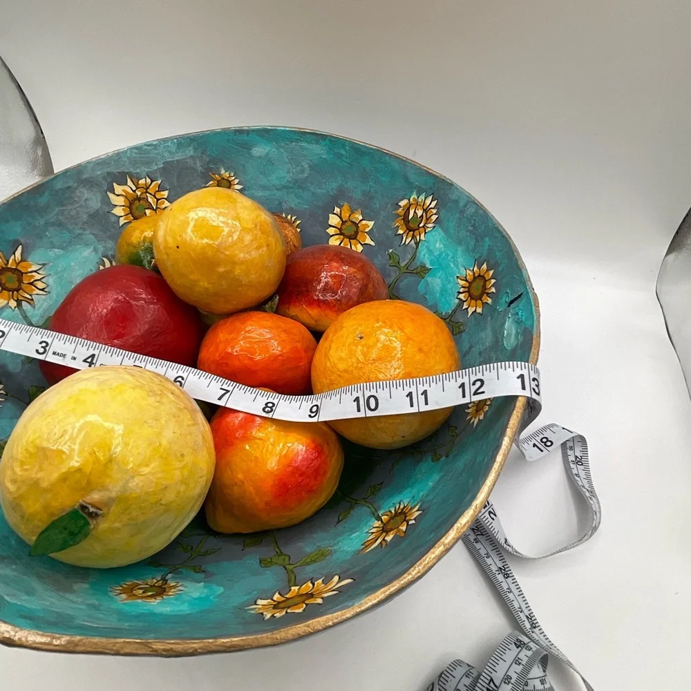 Handmade Fruit Bowl Painted Paper Mache Vegetables Rustic Kitchen Decor - Picture 8 of 8